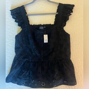 NWT Gap dark navy eyelit top